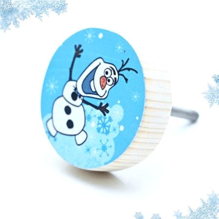 Handmade Pine Wood Olaf Themed Knob for Kids Furniture